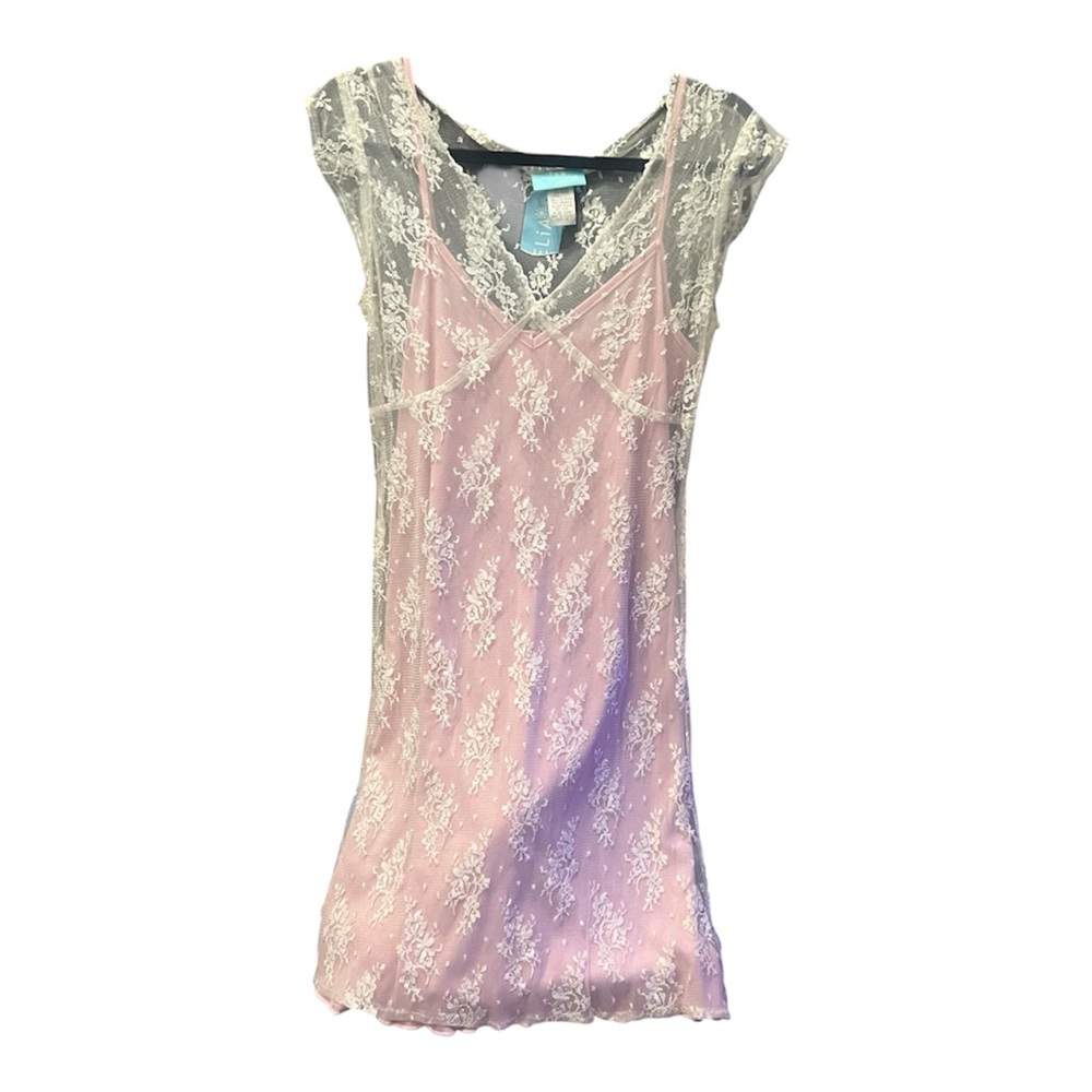 dELiA*s Pink and White Floral Lace Slip Dress XL